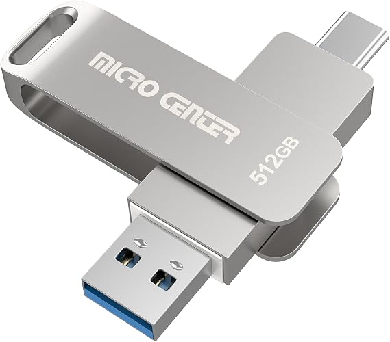Micro Center 512GB Dual USB 3.2 Type-C Swivel Flash Drive up to 400MB/s