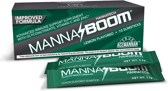 Mannatech - MannaBOOM - Advanced Immune Support - 10 Slimsticks | Contains Vitamin C, Zinc, Manapol, Glyconutrients, Convenient Slimsticks, Daily Wellness Support, Tropical Drink Mix