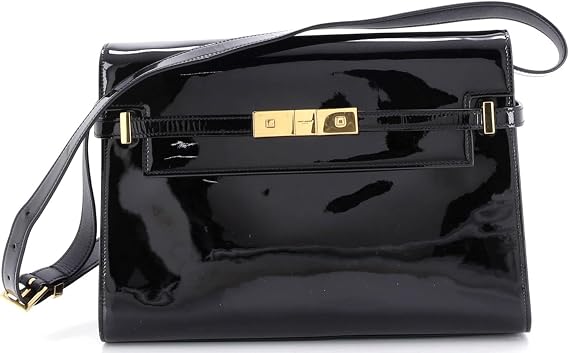 Saint Laurent, Pre-Loved Manhattan Shoulder Bag Patent Medium, Black