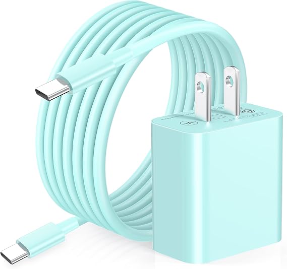 Compatible with iPhone Charger Fast Charging,20W USB C Charger Block with 60W USB C to C Cable 6FT, Type C Cord Compatible with iPhone 17/16/15 Plus/Pro Max/Pad Pro/Samsung S23/Android, Blue