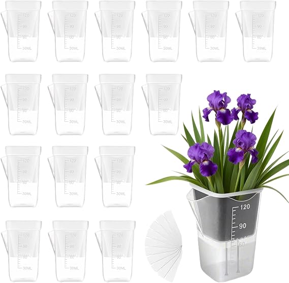 16 Pack 2" Clear Self Watering Pots for Indoor Plants, Mini Clear Plastic Planters, with 16 Plant Label and Water Level and Drainage Holes for Seedlings, Cuttings, Succulents (Small)