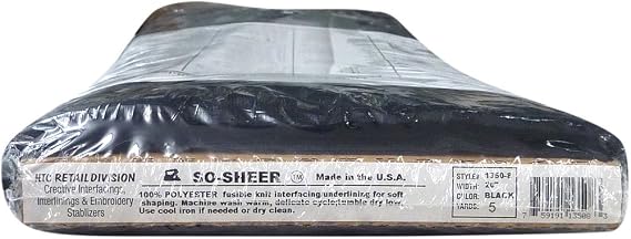 Superpunch So-Sheer Fusible Knit Interfacing/Underling, Black, 20 in x 5 y