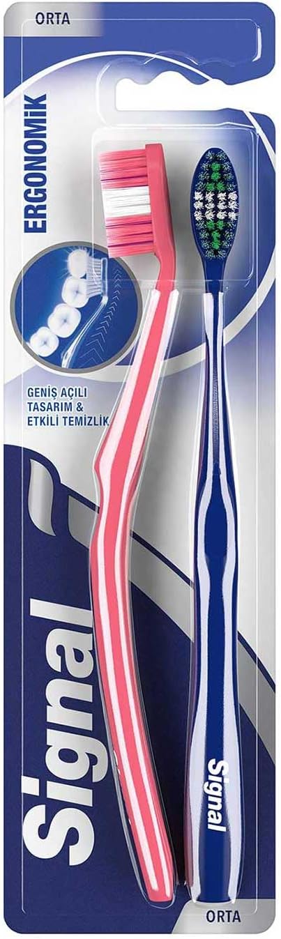 Signal Ergonomic and Effective Cleaning 2-Piece Medium Toothbrush
