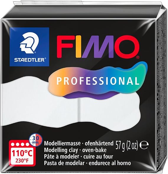 STAEDTLER Polymer Modelling Clay - FIMO Professional - Oven Bake Clay - White, 57g - 1 Block, 8040-0