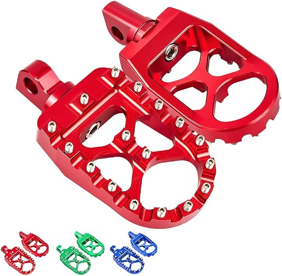 PUCKY CNC Wide Foot Pegs 360 Roating MX Chopper Bobber Style for harley Dyna Sportster Fatboy Iron 883,Red