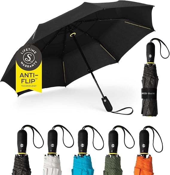ShedRain Vortex Windproof Compact Travel Umbrella, Auto Open Close