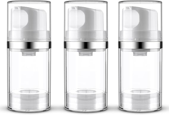 Cosywell Airless Pump Dispenser Bottles 3 Pack 1.7oz/50ml | Empty Moisturizer Pump Dispenser, Airless Cosmetic Pump Container, Travel Pump Bottles, For Toiletries Shampoo Lotion
