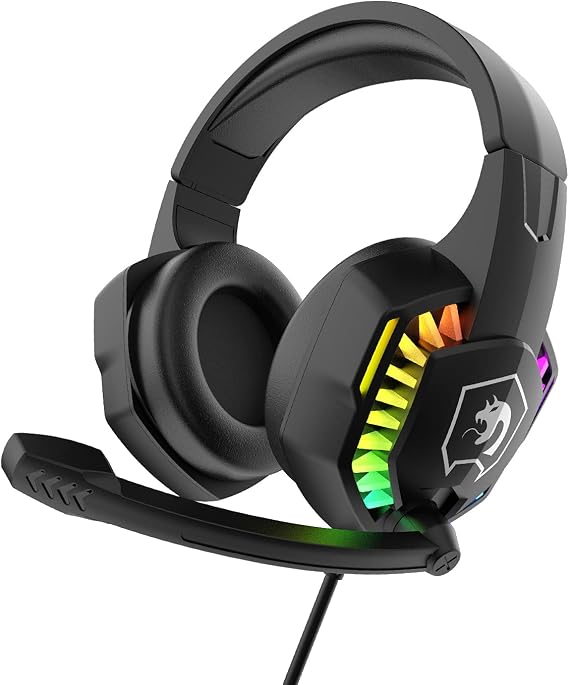CY907 RGB Gaming Headset,3.5mm Wired LED Over-Ear Comfort Headphone-Black