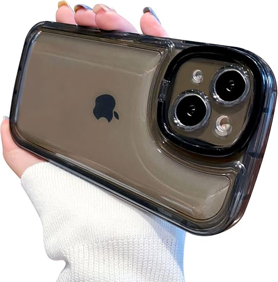 Ownest Compatible with iPhone 15 Plus Case with Clear Kickstand Creative Protective Design Case with Camera Holder for TPU Slim Shockproof Cool Phone Case for iPhone 15 Plus-Black