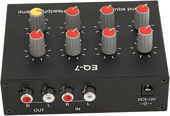 7 Band Sound Equalizer, High Bass Adjustment Dual Channel Digital Equalizer, Car Audio Graphic Equalizer with 3.5MM Interface, 60-400Hz, 1-15KHz, DC5V12V