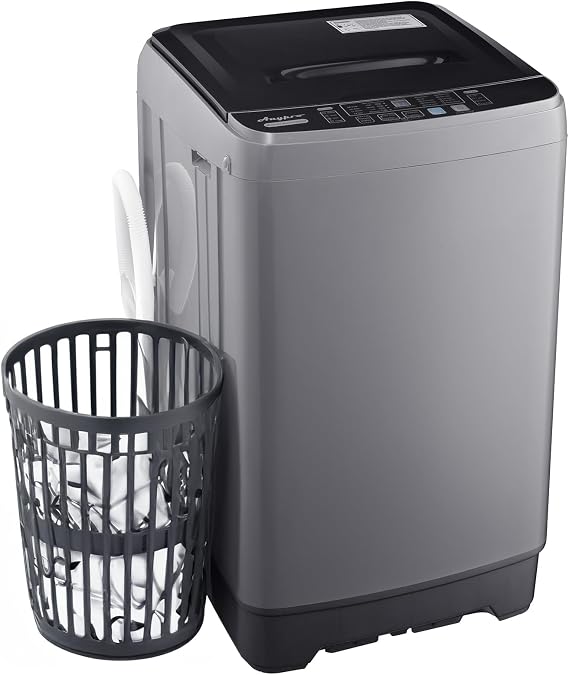 Anypro 17.8LBS Portable Washing Machine, Full Automatic Clothes Washer and Spinner Combo with 10 Programs & 8 Water Levels, Laundry Wash Spin Dryer for Apartment RV Dorm Home, Grey