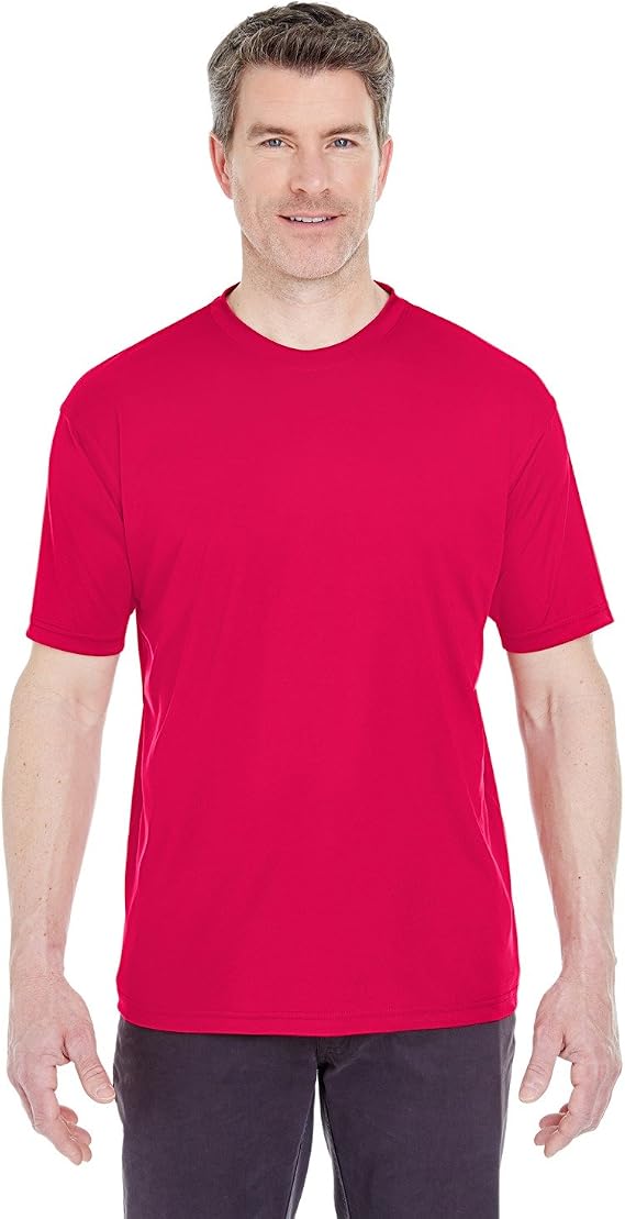UltraClub Men's Cool & Dry Sport Performance Interlock T-Shirt L RED