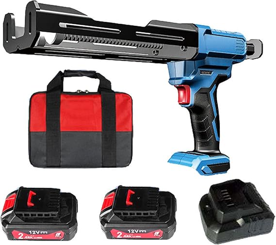 12V Electric Double Cartridge Adhesive Caulking Gun,Cordless Automatic Dual Component Epoxy Applicator (Twobatteries)