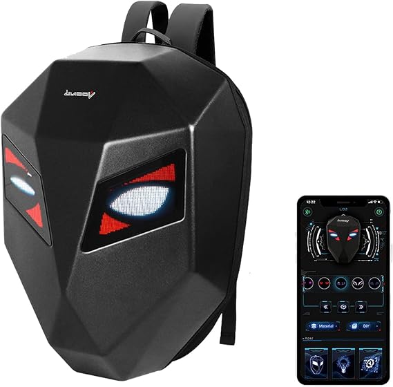 LED Knight Backpack, Motorcycle Riding Backpack Hard Shell Travel Bag,LED Motorbike Luggage Bags Waterproof Backpack DIY