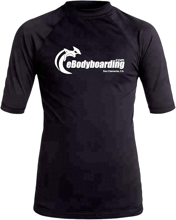 eBodyboarding Bar Logo Short Sleeve Rashguard - Black/White - YL/12