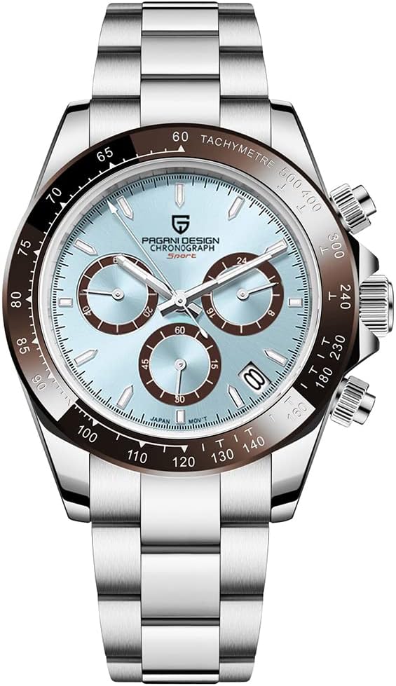 Pagani Design 1644 Men's Watch Classic Chronograph Watches for Men Japan VK63 Movement Panda Dial Stainless Steel Men Fashion Sport Waterproof Quartz Watch