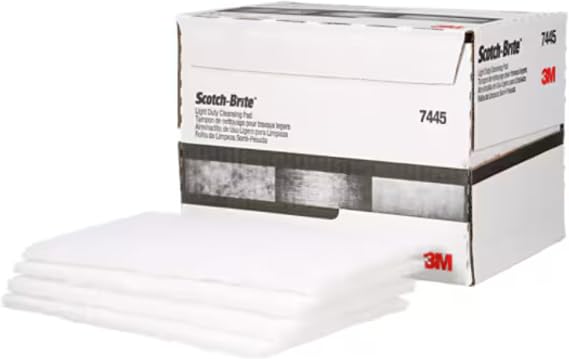 Scotch-Brite 7445 Light Cleansing Hand Pads, 6 in x 9 in, White, Ultra Fine Abrasive, 20 Pads/Box, Non-Scratch Pads for Delicate Cleaning & Finishing Tasks