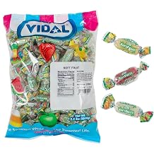 Vidal Soft Fruit Assorted Fruit Jelly Gummies, Individually Wrapped, Bulk Bag, 2.2 lbs