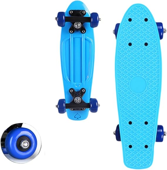 Mini Skateboard,17" Classic Retro Plastic Cruiser for Beginners, Compact Mini Cruiser Board with Grippy Molded Waffle Deck, Complete Skateboard for Easy Riding