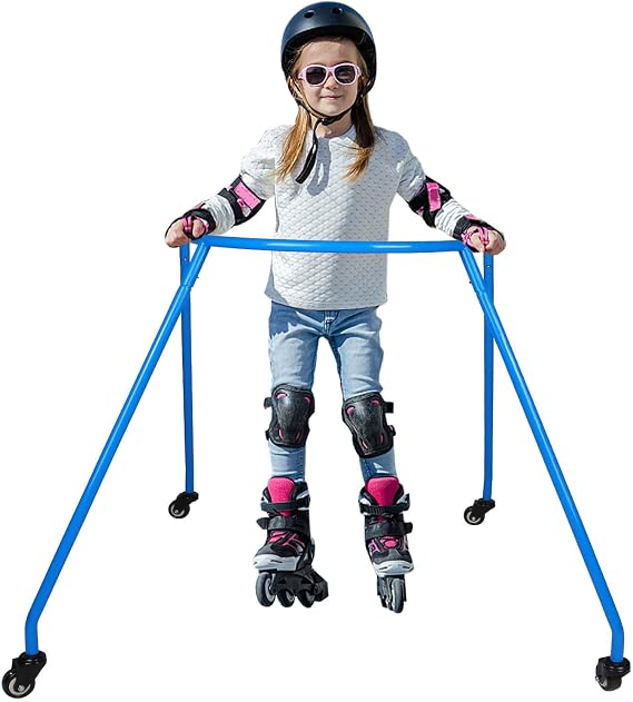 Skate Trainer - Roller Skater Aids to Learn Skating Independently, Skating Protective Gear for Boys and Girls to Avoid Falls & Injuries, with Thickened Steel Pipe and Universal Wheel, Bright Color