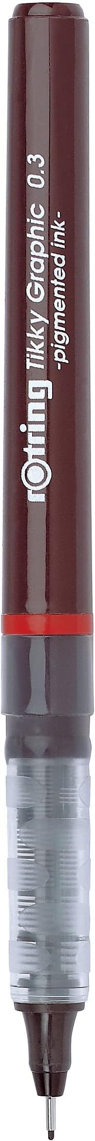 rOtring 1904753 Tikky Grafik Fiber Uçlu Kalem, Siyah Mürekkep, Kahverengi Gövde, 0.3 mm