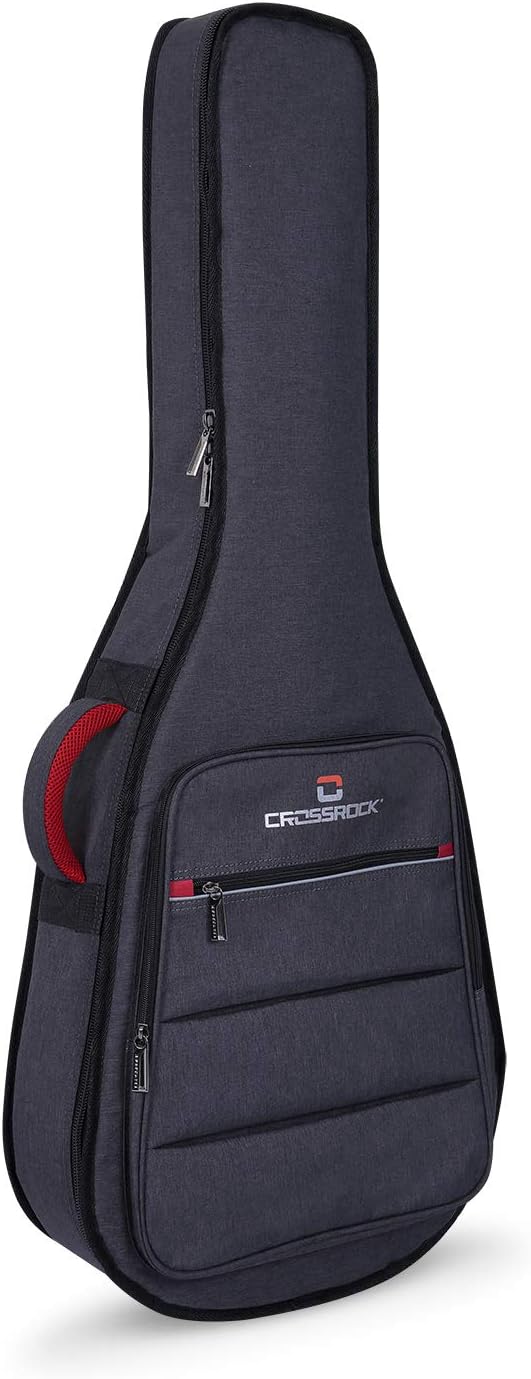 Crossrock 1/2 Size Classical Guitar Bag, 10mm Padding, Backpack Available, Dark Grey (CRSG107CHGR)