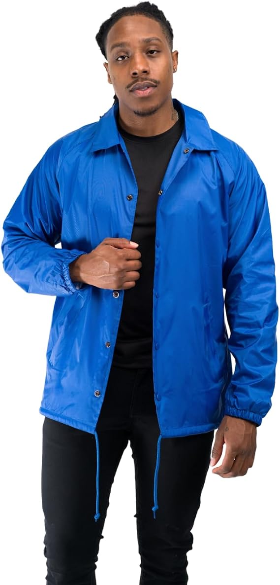 Cottonhood Men's Lightweight Nylon Coach Jacket Water-Resistant Windbreaker