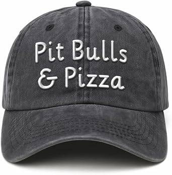 Speedy Pros Soft Baseball Cap Embroidered Hat Pit Bulls & Pizza Dog Staffordshire Terrier Cotton