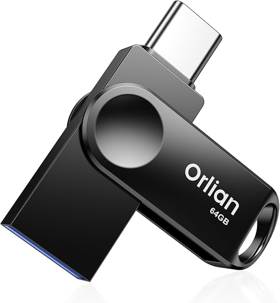 Orlian 64GB USB C Flash Drive, Dual USB 3.0 Type-C & USB-A Thumb Drive