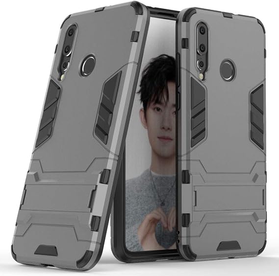 Case for Huawei Nova 4 (6.4 inch) 2 in 1 Shockproof with Kickstand Feature Hybrid Dual Layer Armor Defender Protective Cover (Grey)