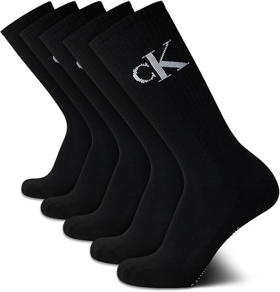 Calvin Klein Men's Cushion Crew Socks - 5 Pack (One Size, Black)