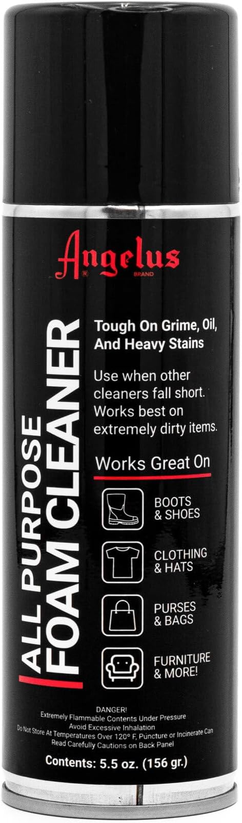 Angelus All Purpose Foam Cleaner for Shoes, Sneakers, Hiking Boots, Car Seats, Hats, Accessories - 5.5oz