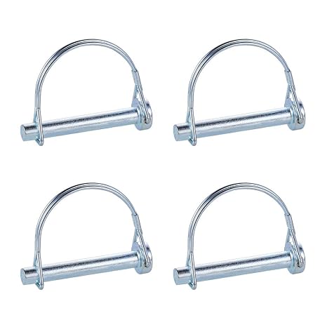 INCREWAY 4pcs Wire Lock Pin, 3/8 Inch Heavy Duty Safety Coupler Pin Shaft Locking Pto Hitch Pin with Round Arch Wire Retainer for Farm Trailers Lawn Garden