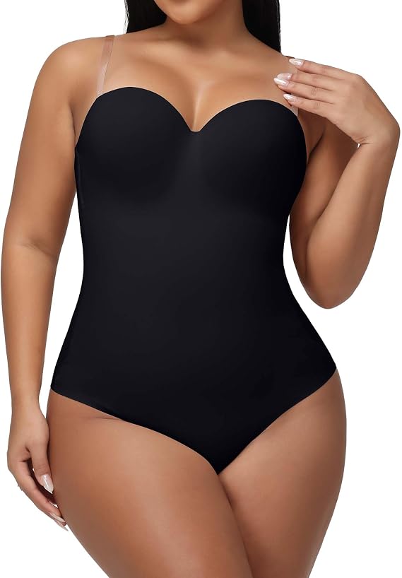 SHAPESHE Strapless Shapewear Bodysuit Underwired Body Shaper