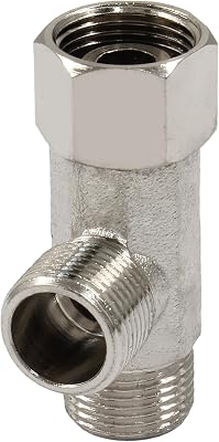 T Valve Adapter for Bidet, 916 x 916 x 916 Three Way Connector Diverter Valve,3 Way T Brass Shower Head Adaptor for Plumbing Splitter Silver 916