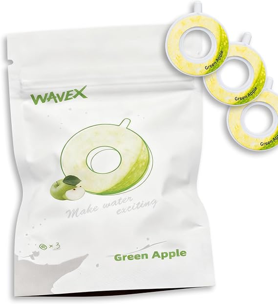 3-Pack Green Apple Aroma Scent Pods, Only for WAVEX Scent-Powered Water Bottles Zero Sugar and Additives, Calorie-Free Hydration Each Pod Lasts Up to 7L Refill Scent Rings (Not a food or drink)