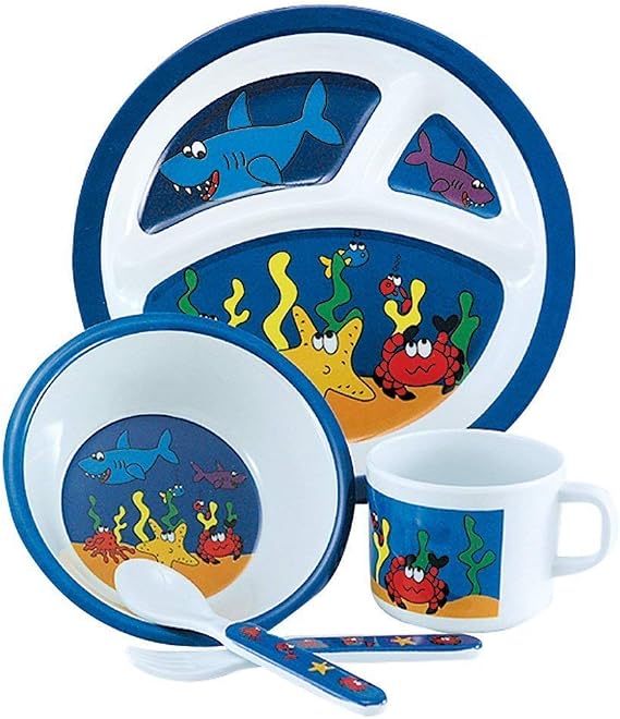 Under The Sea 5 Piece Children's Melamine Mealtime Set