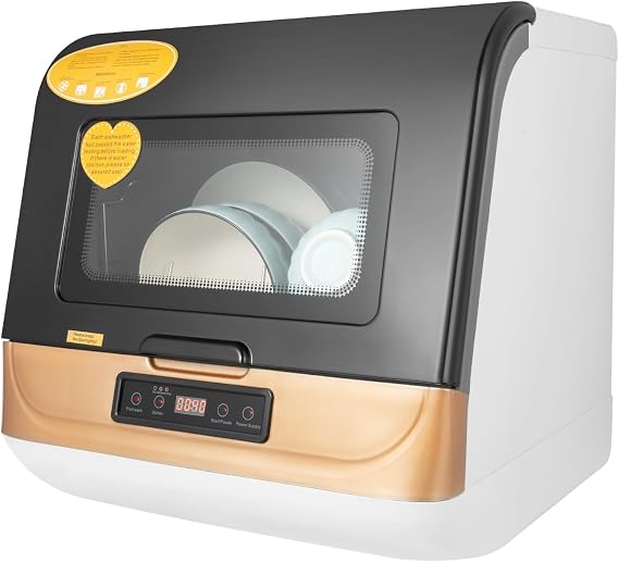 Portable Countertop Dishwasher, Mini Dishwasher, 4 Washing Programs Deep Cleaning With Air Drying, 1200W Automatic Dishwashing Machine, Compact Countertop Dish Washer Dishes washing Cleaner Machine