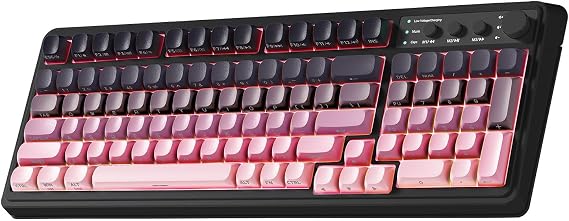 AULA 99 Key Keyboard, Wireless Gaming Keyboards Creamy Sounding Keyboard | Membrane Keyboard,Side Printed Keycaps,RGB Backlit,Tri-Mode BT/2.4GHz/USB-C,2000mAh Rechargeable Thocky Computer Keyboards