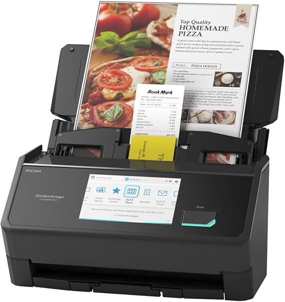 ScanSnap iX2500 Wireless or USB High Speed Cloud Supported Document, Photo & Receipt Scanner with Large 5" Touch Screen and 100 Page Automatic Document Feeder for Mac or PC Black