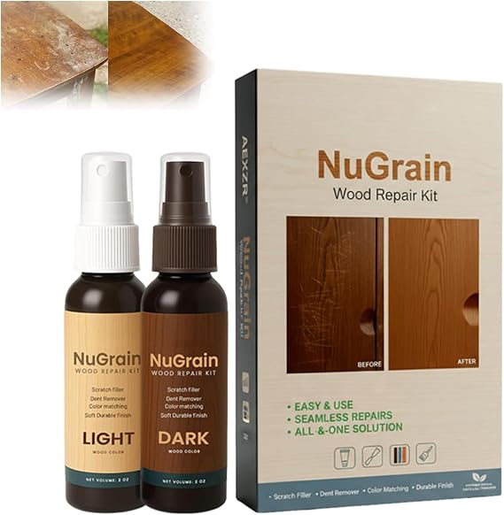 NuGrain Wood Repair Kit, Professional Wood Floor Scratch Repair, Floor Cover Nicks and Scratches, Hides Minor Defects, Restore a Finish for Wood