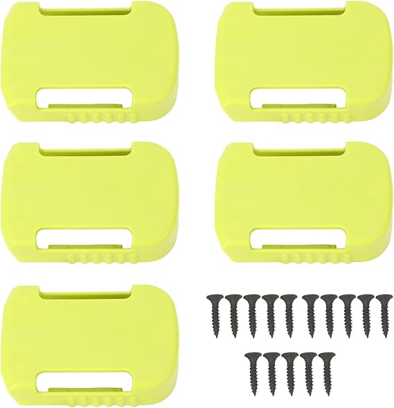 5 Set Wall Mount Battery Holder Battery Tool Storage Holder Green Battery Mount Adapter for Worx WU172 WU279 WU388 WE270 WE389