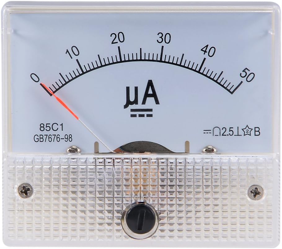 uxcell Analog Current Panel Meter DC 0-50uA 85C1 Ammeter 64x57x56mm for Circuit Testing Charging Battery Ampere Tester Gauge Pack of 1