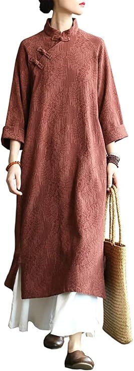 Shanghai Story Linen Coat Jacket Long Dress Chinese Cheongsam Style Dresses Wide Leg Pants for Women