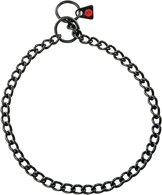 Herm Sprenger Black Stainless Steel Choke Dog Training Collar No-Pull Slip Chain for Small Medium Large Dogs for Easy Control Show Chain Collar Made in Germany 2.5mm 22in (55cm)