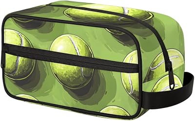Tennis Boys Travel Toiletry Bag Waterproof Wash Bag Shower Shaving Bag Cosmetic Organizer Makeup Bag Portable Toiletries Accessories for Women Men Theme Balls