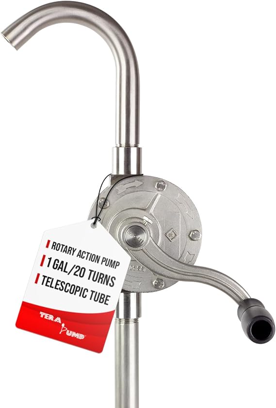 TERA PUMP Stainless Steel Rotary Hand Pump for 15 to 55 Gallon