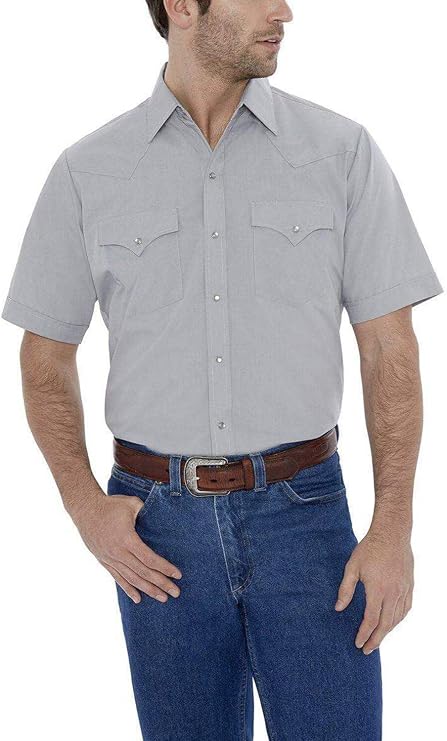 Ely & Walker Men's Short Sleeve Solid Western Shirt