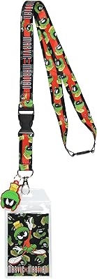 Bioworld Looney Tunes Marvin The Martian Lanyard Reversible Breakaway ID Badge Holder with 1.75 Rubber Charm