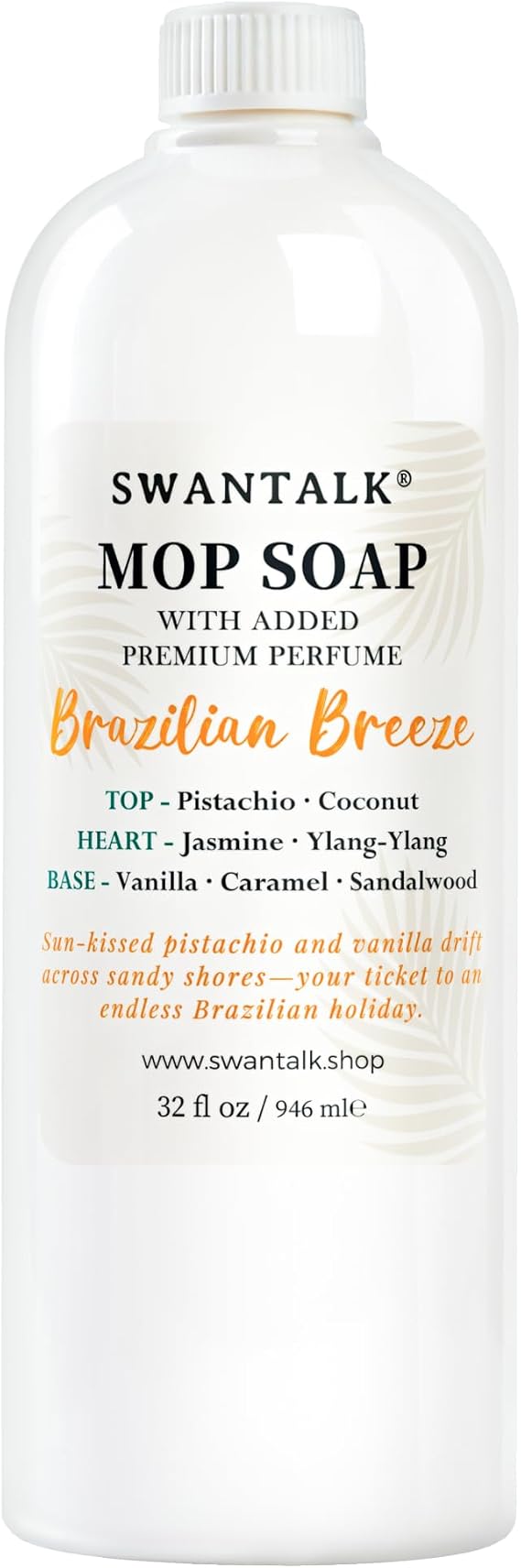 Premium Mop Soap Highly Scented, Odor-Eliminating Floor Cleaner for Mopping Hardwood, Tile, LVP, Laminate, 4X Concentrated Formula, Streak-Free No Residue, Pet Safe, 32oz (Brazilian Breeze)